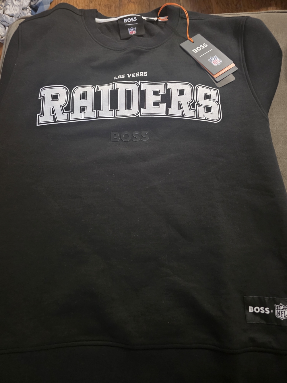 BOSS x NFL Las Vegas Raiders Black Crewneck Sweatshirt